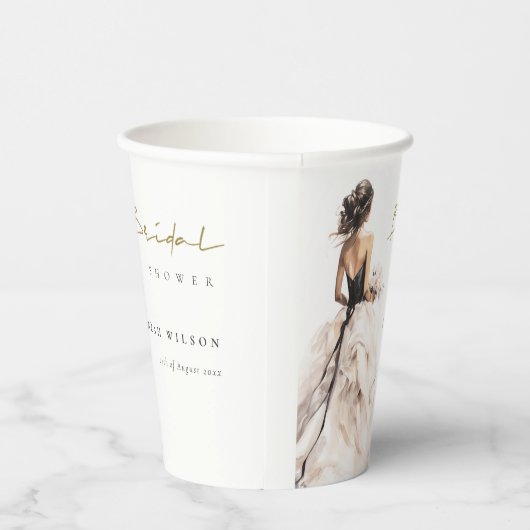 Moderne Waterverf Trouwjurk Vrijgezellenfeest Papieren Bekers (Rechts)