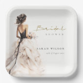 Moderne Waterverf Trouwjurk Vrijgezellenfeest Papieren Bordje (Voorkant)