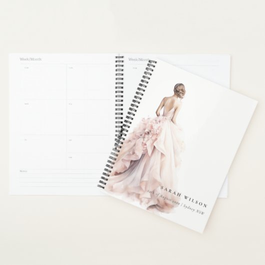 Moderne Waterverf Trouwjurk Vrijgezellenfeest Planner (Display)