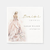 Moderne Waterverf Trouwjurk Vrijgezellenfeest Servet (Voorkant)