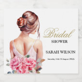 Moderne Waterverf Trouwjurk Vrijgezellenfeest Sparkling Wijnetiket (Enkel label)