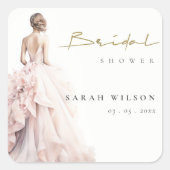 Moderne Waterverf Trouwjurk Vrijgezellenfeest Vierkante Sticker (Voorkant)