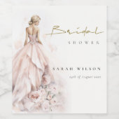 Moderne Waterverf Trouwjurk Vrijgezellenfeest Wijn Etiket (Enkel label)