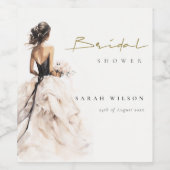 Moderne Waterverf Trouwjurk Vrijgezellenfeest Wijn Etiket (Enkel label)