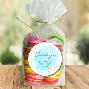 Moderne Waterverf turquoise dank u bruiloft Ronde Sticker