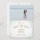 Moderne Waterverf Twig Bloom Geometrische foto Save The Date (Voorkant)