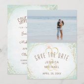 Moderne Waterverf Twig Bloom Geometrische foto Save The Date (Voorkant / Achterkant)