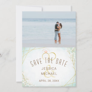 Moderne Waterverf Twig Bloom Geometrische foto Save The Date