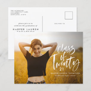 Moderne waterverf typografie afstuderenFoto Uitnodiging Briefkaart