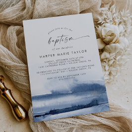 Moderne Waterverf | Uitnodiging tot blauwe baptism