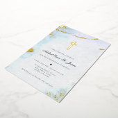 Moderne Waterverf | Uitnodiging tot blauwe en goud (Gedraaid)