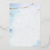 Moderne Waterverf | Uitnodiging tot blauwe en goud (Achterkant)