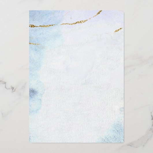 Moderne Waterverf | Uitnodiging tot blauwe en goud (Achterkant)