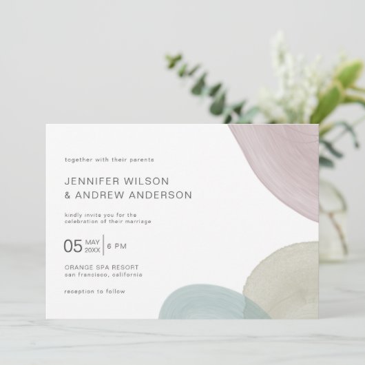 Moderne Waterverf | Uitnodiging voor weddenschappe (Staand voorkant)