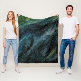 Moderne Waterverf, universeel met handschilderde m Fleece Deken
