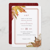 Moderne waterverf val bladeren, tuinbruiloft kaart (Voorkant / Achterkant)