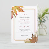 Moderne waterverf val bladeren, tuinbruiloft kaart (Staand voorkant)