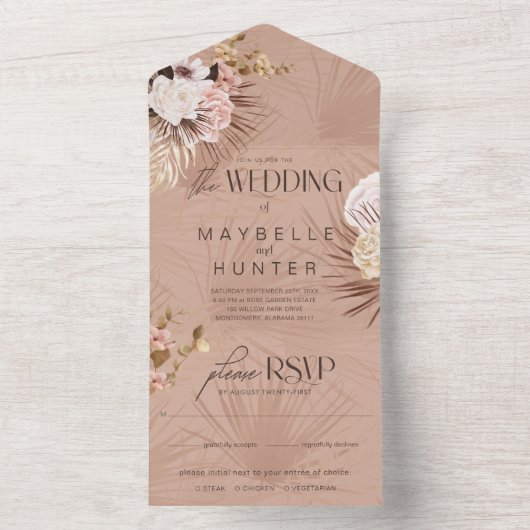 Moderne Waterverf van Bohemen All In One Uitnodiging (Binnen)