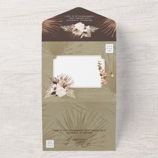 Moderne Waterverf van Bohemen All In One Uitnodiging (Buitenkant)