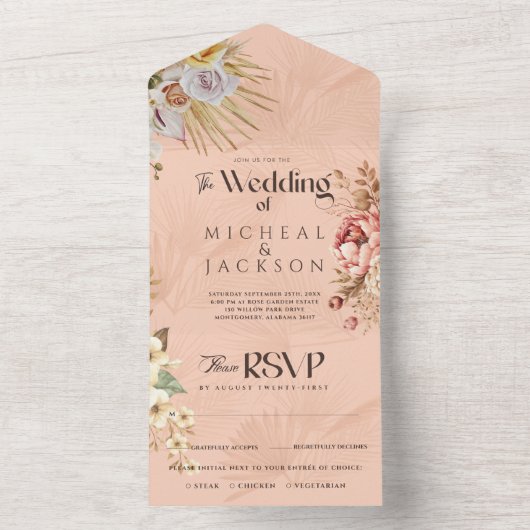 Moderne Waterverf van Bohemen All In One Uitnodiging (Binnen)