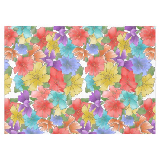 Moderne Waterverf van Bright Lente Floral Tafelkleed (Voorkant (Horizontaal))