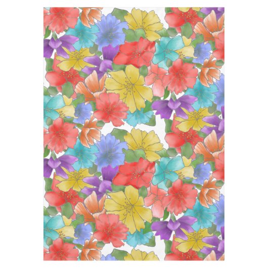 Moderne Waterverf van Bright Lente Floral Tafelkleed (Voorkant)