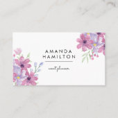 Moderne Waterverf van Classy PINK Bloem en bladere Visitekaartje (Voorkant)