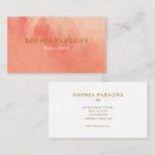 Moderne Waterverf van Coral Peach Visitekaartje (Voorkant / Achterkant)