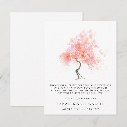 Moderne Waterverf van de begrafenis Hartelijk dank Bedankkaart (Voorkant / Achterkant)