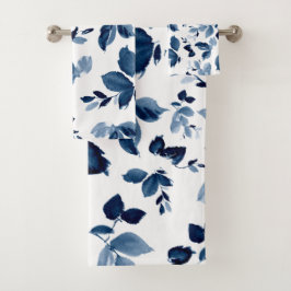 Moderne Waterverf van de marine en witte botanisch Bad Handdoek