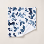 Moderne Waterverf van de marine en witte botanisch Bad Handdoek (Wasdoekje)