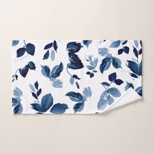 Moderne Waterverf van de marine en witte botanisch Bad Handdoek (Handdoek)