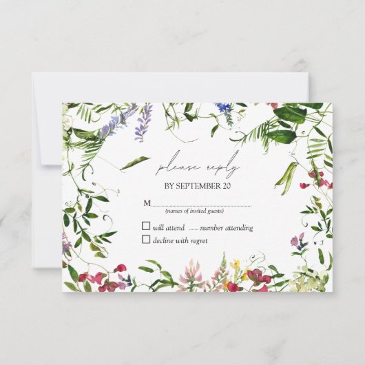 Moderne Waterverf van de Wilde Zomer RSVP (Achterkant)