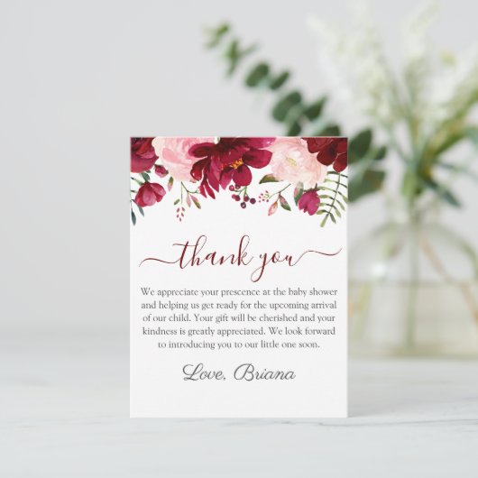 Moderne Waterverf van Floral Girl Baby shower in Kaart (Staand voorkant)