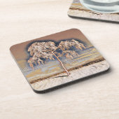 Moderne waterverf van gekleurde sneeuwbomen bier onderzetter (Linkerzijde)