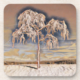 Moderne waterverf van gekleurde sneeuwbomen bier onderzetter