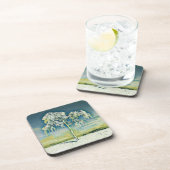 Moderne waterverf van gekleurde sneeuwbomen bier onderzetter (Rechterzijde)