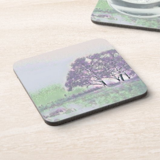 Moderne waterverf van gekleurde sneeuwbomen bier onderzetter (Linkerzijde)