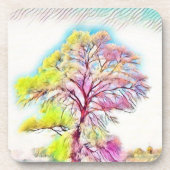 Moderne waterverf van gekleurde sneeuwbomen bier onderzetter (Voorkant)