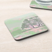 Moderne waterverf van gekleurde sneeuwbomen bier onderzetter (Linkerzijde)