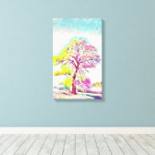 Moderne waterverf van gekleurde sneeuwbomen canvas afdruk (Insitu (Houten vloer))