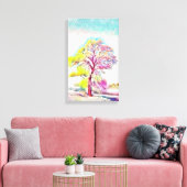 Moderne waterverf van gekleurde sneeuwbomen canvas afdruk (Insitu (Woonkamer))