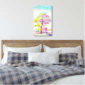 Moderne waterverf van gekleurde sneeuwbomen canvas afdruk (Insitu (Slaapkamer))
