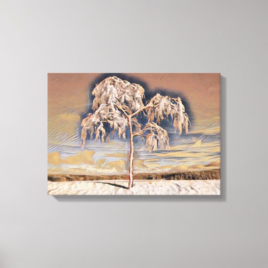 Moderne waterverf van gekleurde sneeuwbomen canvas afdruk (Voorkant)