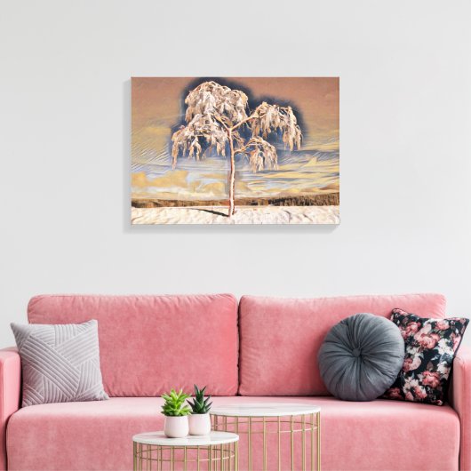 Moderne waterverf van gekleurde sneeuwbomen canvas afdruk (Insitu (Woonkamer))