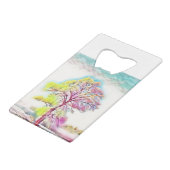 Moderne waterverf van gekleurde sneeuwbomen creditkaart flessenopener (Achterkant Gekanteld)