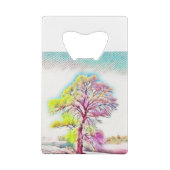 Moderne waterverf van gekleurde sneeuwbomen creditkaart flessenopener (Achterkant)