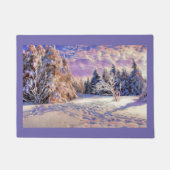 Moderne waterverf van gekleurde sneeuwbomen deurmat (Voorkant)