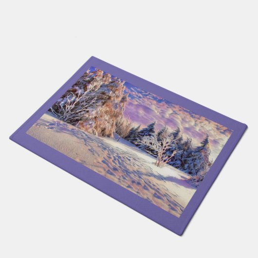 Moderne waterverf van gekleurde sneeuwbomen deurmat (Schuin)