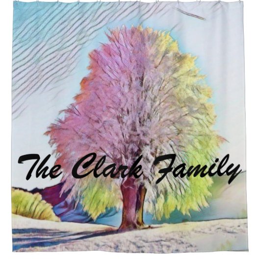 Moderne waterverf van gekleurde sneeuwbomen douchegordijn (Voorkant)